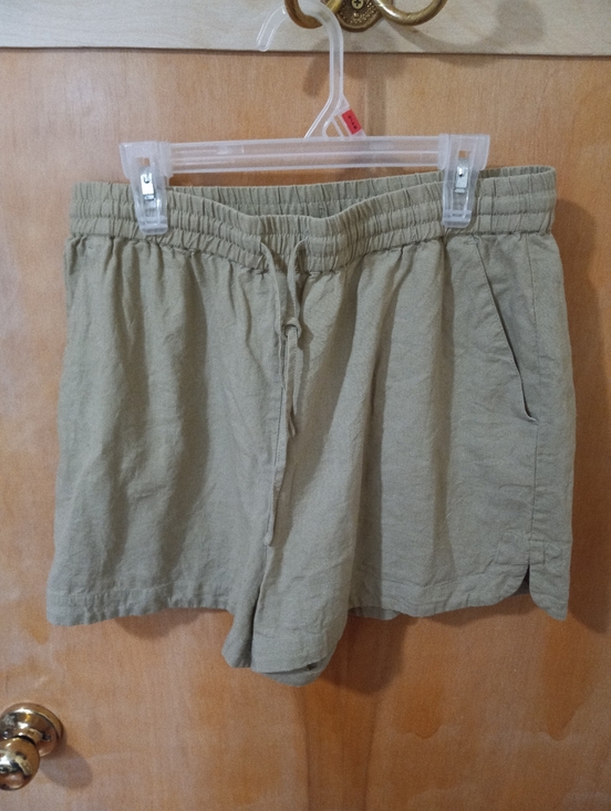 Frank & Oak Pants - Frank & Oak Annie Linen Women's Shorts - Beigey Green Medium